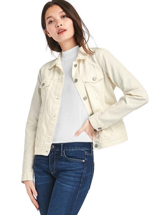 Gap Women Iconic Denim Jacket - Chalk