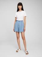 High Rise Pleated Chambray Shorts With Washwell