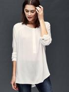 Gap Shirred Long Sleeve Blouse - New Off White