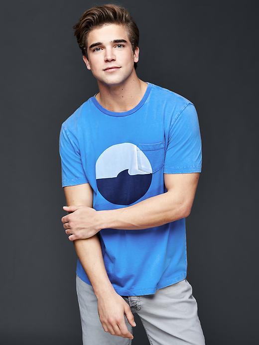 Gap Men Surf Pocket Crew T Shirt - Blue Allure