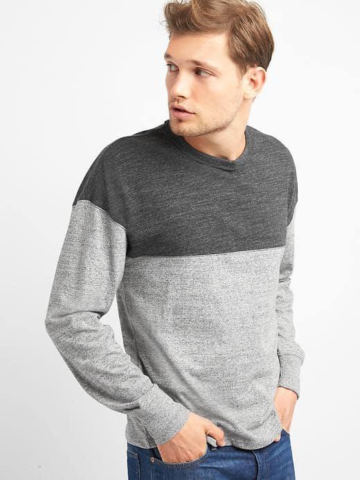 Gap Men Marled Colorblock Tee - Light Heather Gray