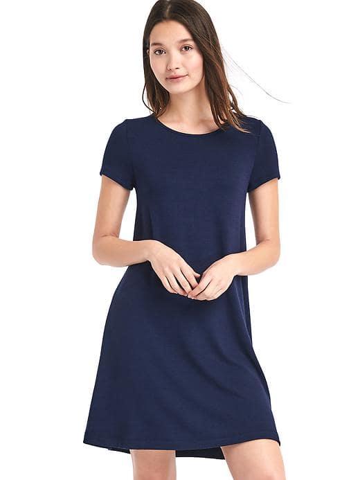 Gap Women Supersoft Knit Short Sleeve T Shirt Dress - Dark Night