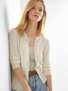 Gap Women Three Quarter Sleeve Cardigan - Off White