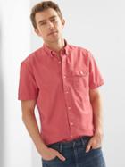 Gap Men Oxford Garment Dye Short Sleeve Standard Fit Shirt - Desert Flower