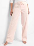 Gap Women Poplin Sleep Pants - Light Pink Stripe