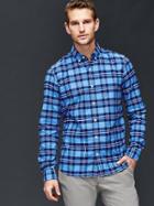 Gap Men Oxford Plaid Slim Fit Shirt - Blue