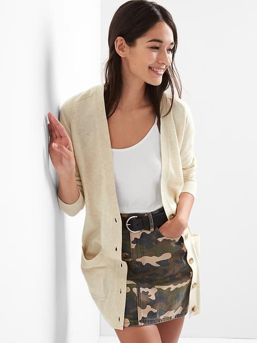 Gap Wool Button Front Cardigan - Oatmeal Heather