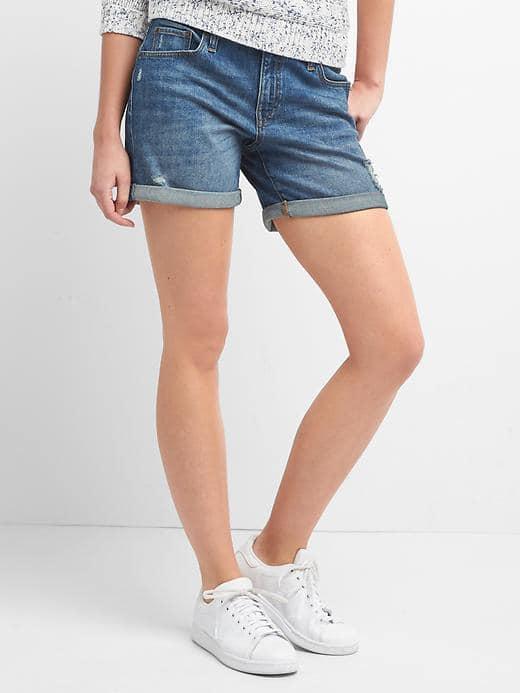 Gap Women Denim Roll Shorts - Dark Indigo