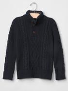 Gap Cozy Cable Mockneck Sweater - True Indigo