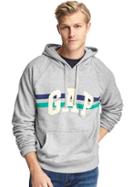 Gap Men French Terry Chest Stripe Pullover Hoodie - New Heather Grey
