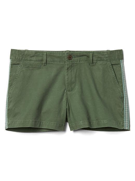 Gap Women Embroidered Stripe Summer Shorts - Jungle Green