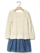 Gap Cable Knit Layer Dress - Ivory Frost