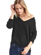 Gap Soft Open V Neck Sweater - True Black
