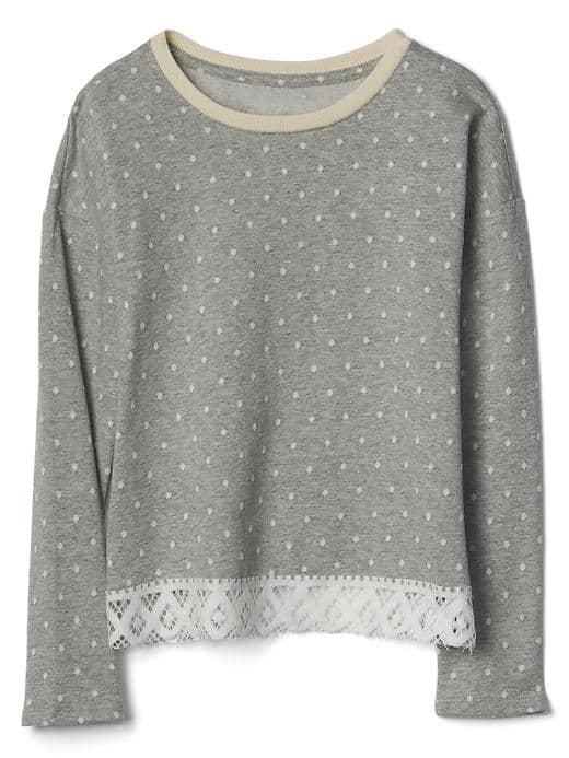 Gap Women Jacquard Lace Trim Top - Grey Heather
