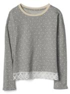 Gap Women Jacquard Lace Trim Top - Grey Heather