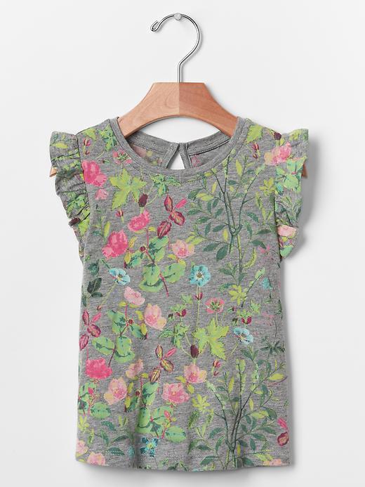 Gap Floral Print Flutter Tee - Grey Heather