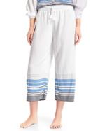 Gap Women Print Tassle Lounge Capris - Placed Stripe White