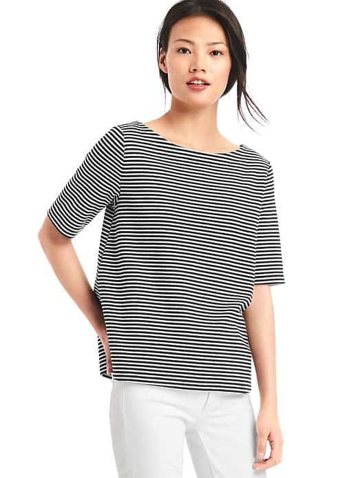 Gap Women Ponte Stripe Zip Top - Black Stripe