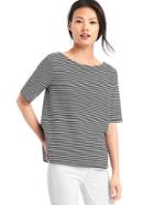 Gap Women Ponte Stripe Zip Top - Black Stripe