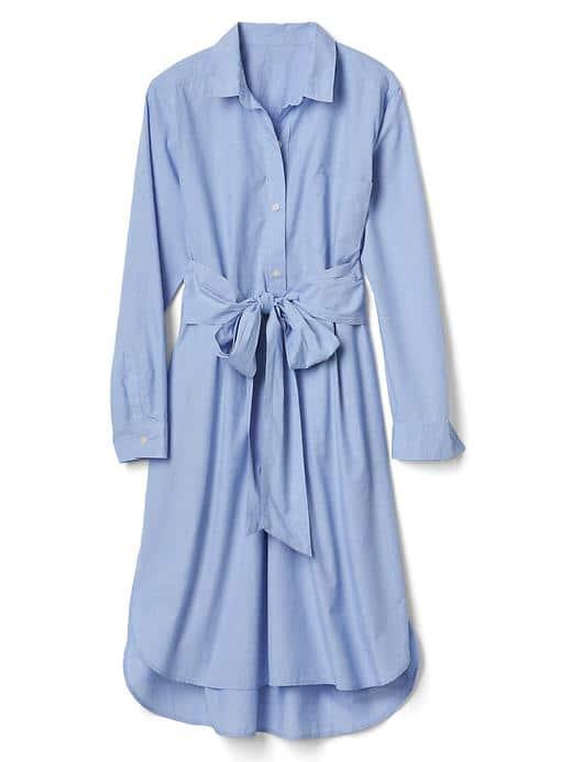 Gap Women Front Tie Midi Shirtdress - Blue