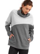 Gap Women Colorblock Funnel Neck Pullover - Charcoal Gray