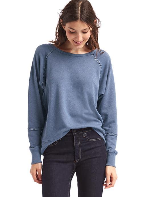 Gap Women Ladder Trim Pullover Sweatshirt - Equinox Blue
