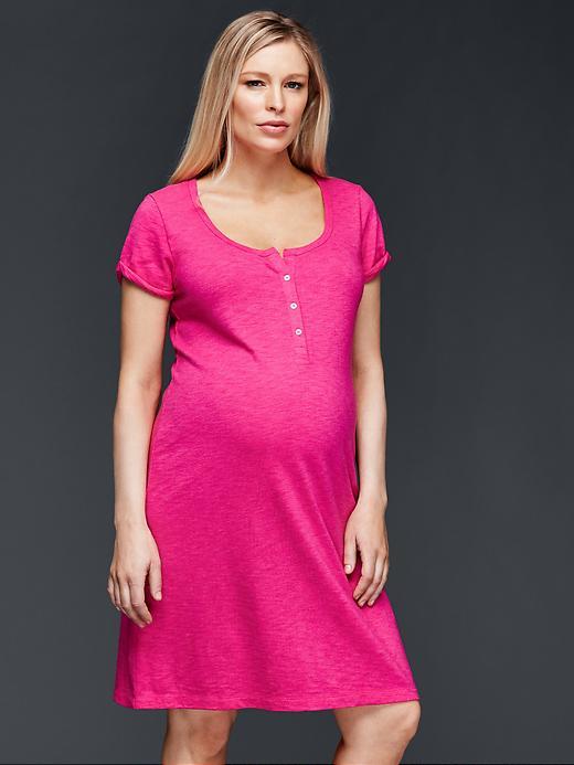 Gap Henley Tee Dress - Royal Fuchsia