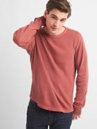 Gap Men Garment Dyed Waffle Crewneck - Red Hawk
