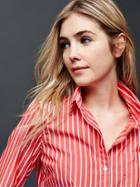 Gap Women Fitted Boyfriend Colorblock Stripe Shirt - Rose Bush