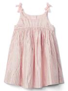 Gap Shimmer Stripe Bow Dress - Pink Cameo