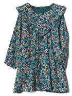 Gap Floral Long Sleeve Ruffle Dress - Blue/green Floral