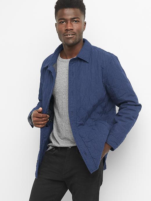 Gap Men Quilted Dobby Shirt Jacket - Dark Indigo