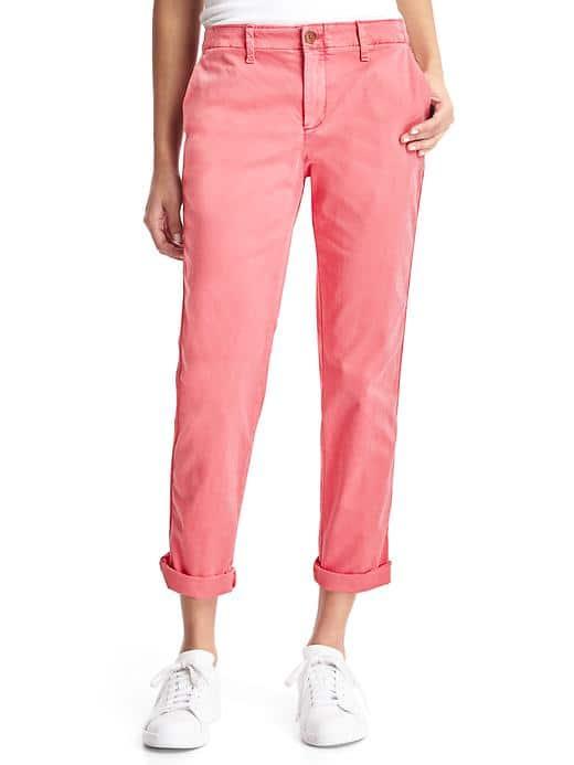 Gap Women Girlfriend Twill Stripe Chinos - Pink Kiss