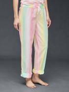 Gap Women Poplin Print Pants - Ombre Strp Pink