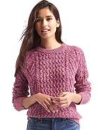 Gap Women Wavy Cable Knit Sweater - Pink Marled