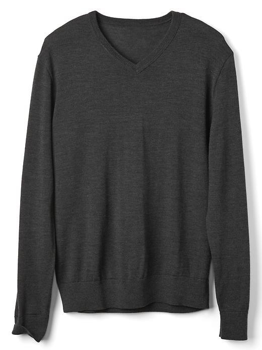 Gap Men Merino Wool V Neck Sweater - Charcoal Gray