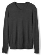 Gap Men Merino Wool V Neck Sweater - Charcoal Gray