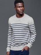Gap Men Cotton Stripe Crew Sweater - Gray Stripe