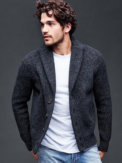 Gap Men Marled Shawl Cardigan - Navy Marl
