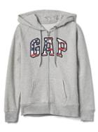 Gap Women Americana Logo Zip Hoodie - Heather Grey