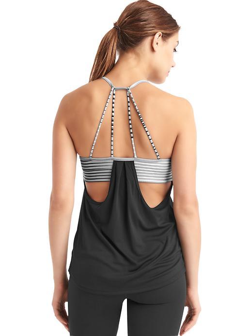 Gap Women Coolmax Layer Shelf Tank - Gray/white Stripe