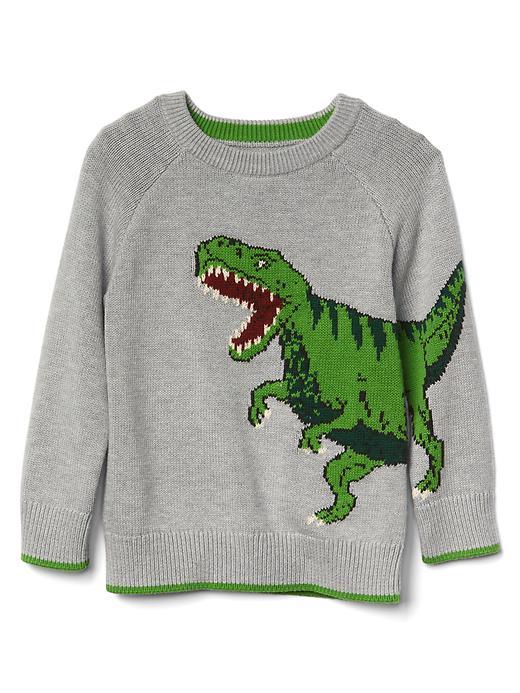 Gap Intarsia Dino Crew Sweater - Charcoal Gray