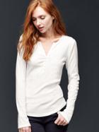 Gap Women Ribbed Henley Shirt - New Off White
