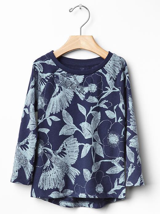 Gap Printed Hi Lo Long Tee - Navy