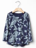 Gap Printed Hi Lo Long Tee - Navy