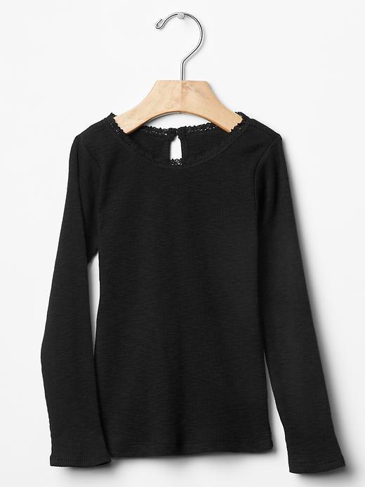 Gap Ribbed Crochet Trim Tee - True Black