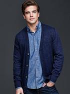 Gap Men Linen Cotton Cardigan Sweater - Navy Heather