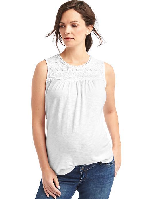 Gap Lace Neckline Tank - White