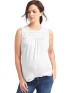 Gap Lace Neckline Tank - White