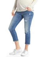 Gap Women Authentic 1969 Demi Panel Distressed Best Girlfriend Jeans - Medium Indigo